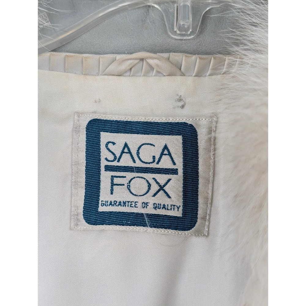Vintage Saga Blue Fox Fur Jacket Sz Medium Ivory White 80s Luxury Glam Mob Wife - Picture 6 of 16